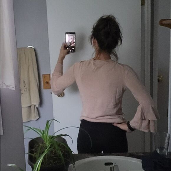 Simons S Dusty-rose Tier Ruffled Sleeve Sweater - Picture 5 of 5